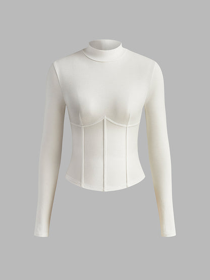 Damen Slim Fit T-Shirt Klassisch Baumwolle Weiß