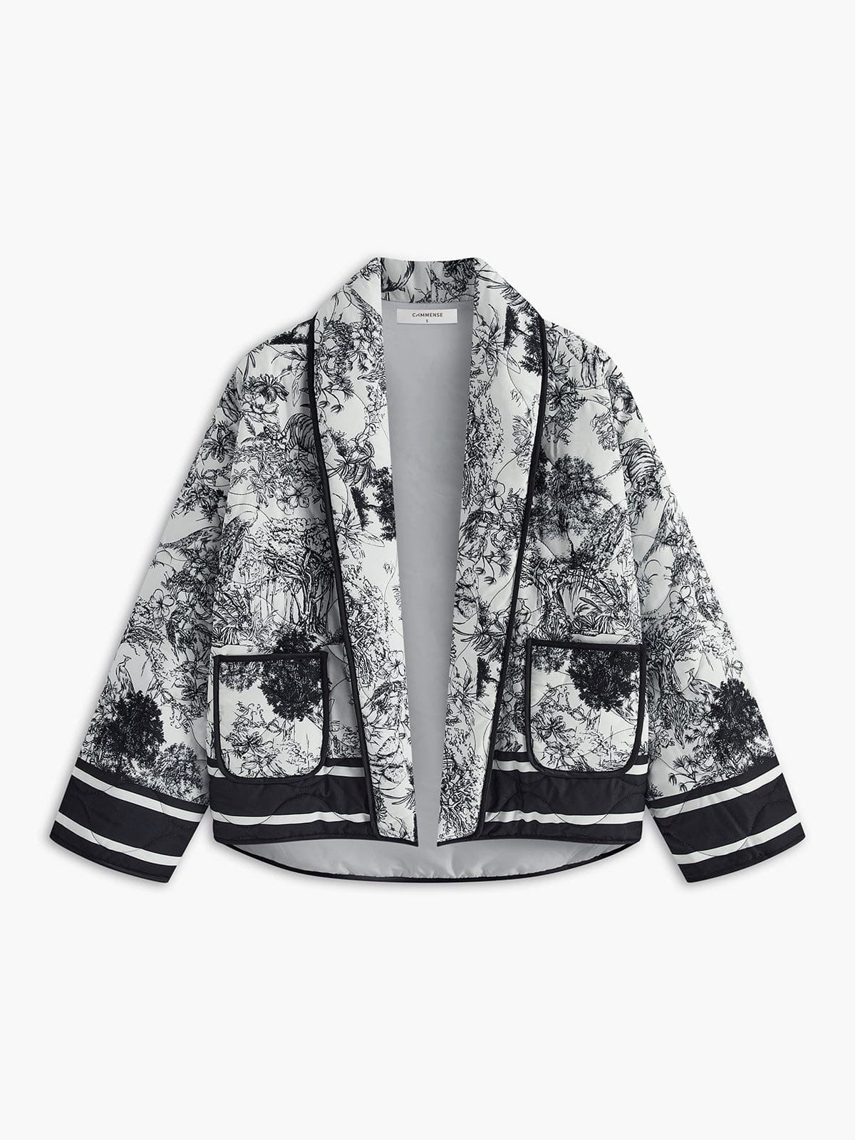 Sommerjacke Damen Leichter Stoff Kunstprint Elegante Optik Beige - Norvielle