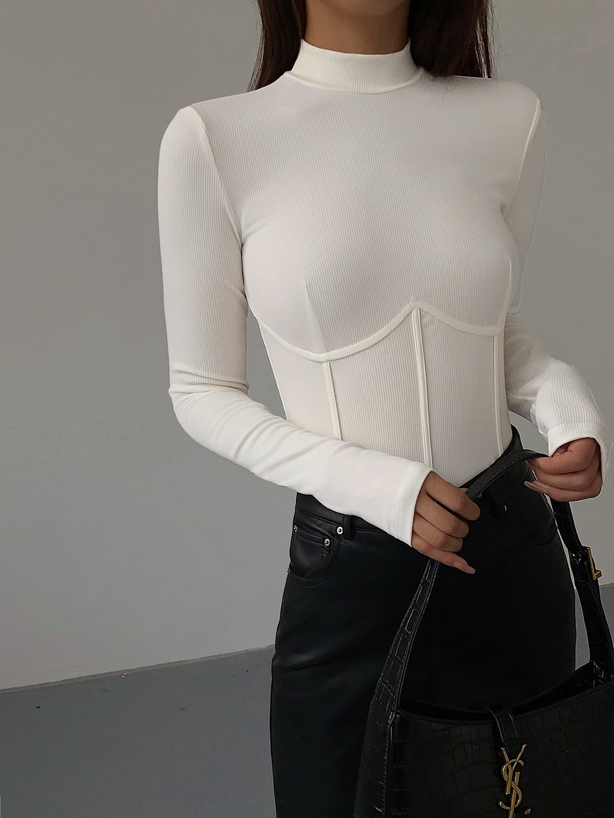 Damen Slim Fit T-Shirt Klassisch Baumwolle Weiß