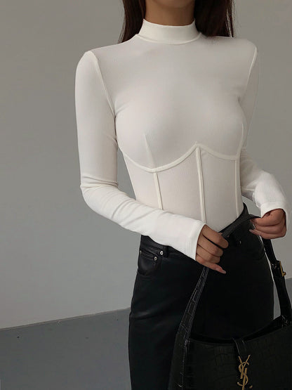 Damen Slim Fit T-Shirt Klassisch Baumwolle Weiß