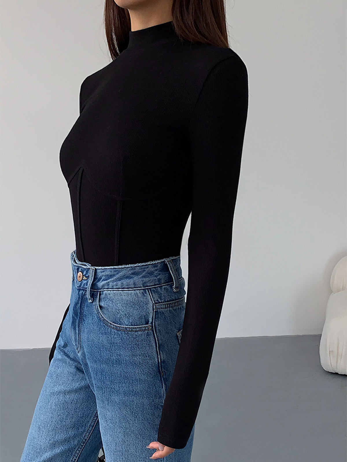 Damen Slim Fit T-Shirt Klassisch Baumwolle Weiß