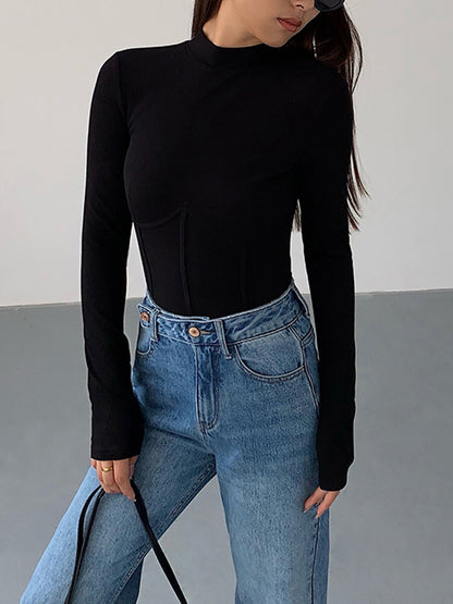 Damen Slim Fit T-Shirt Klassisch Baumwolle Weiß