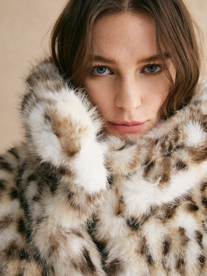 Kunstfelljacke Damen Leopardenmuster