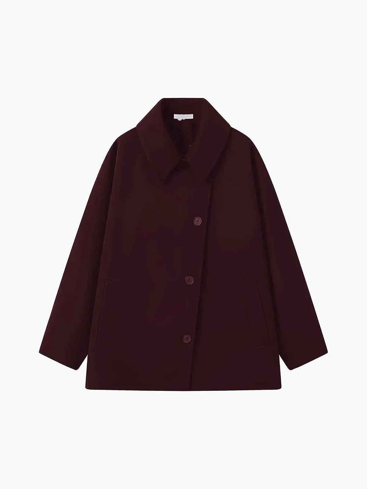 Damen Oversize Wintermantel Reverskragen Asymmetrisch