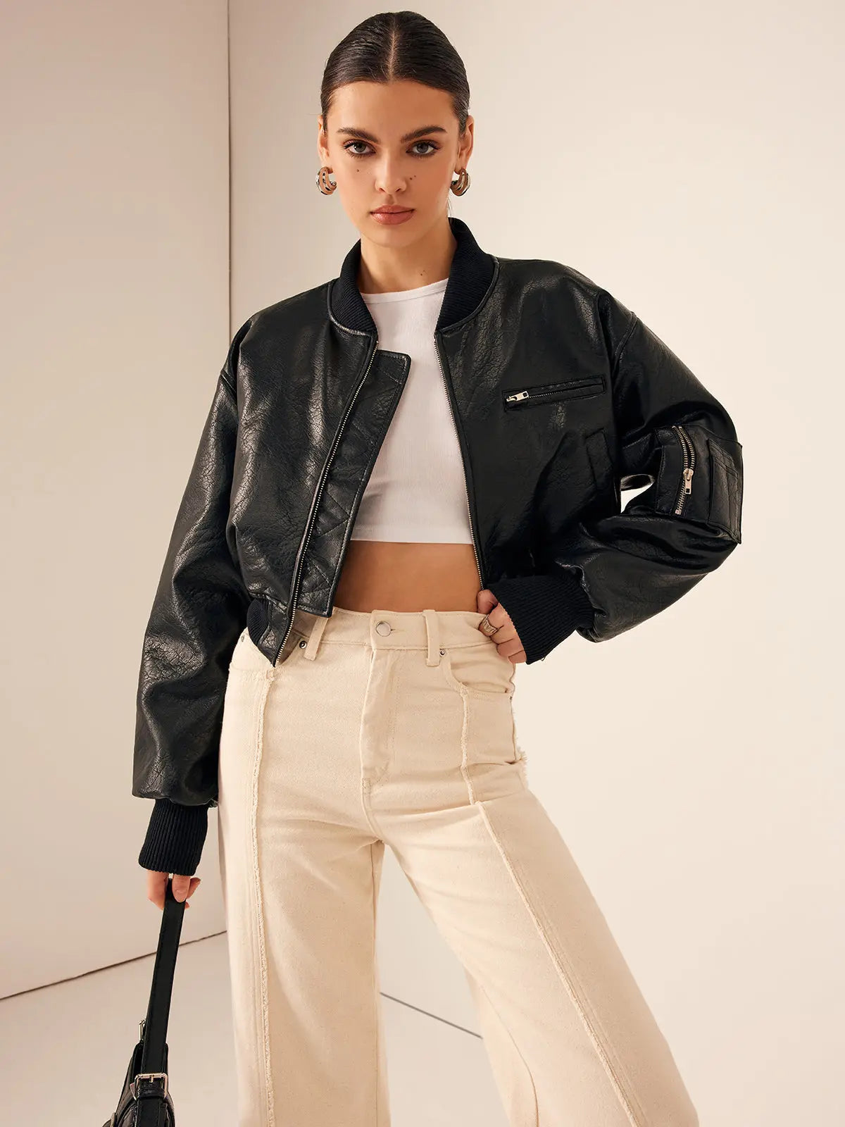 Kunstlederjacke Damen Schwarz - Norvielle