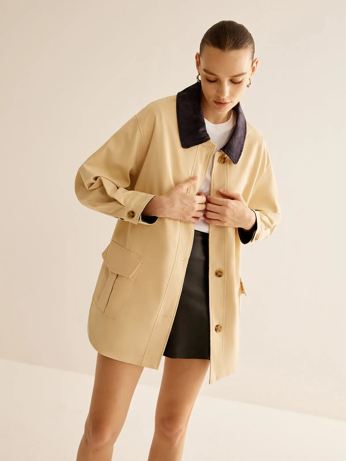 Hanna  | Baumwolljacke mit Kontrastkragen und Knöpfen Zendoo.de