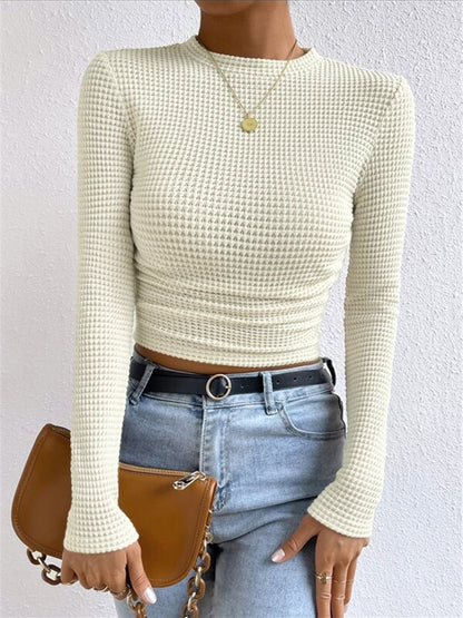 Damen Langarm Crop- aus Waffelstrick - Norvielle