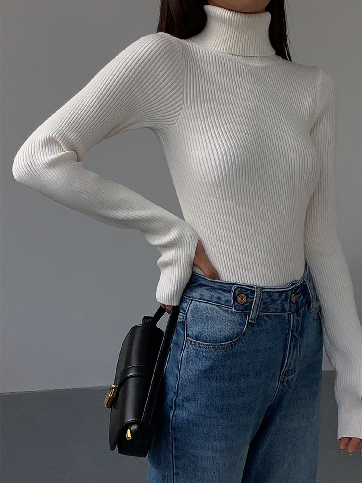 Damen Rollkragen Slim Fit aus Viskose