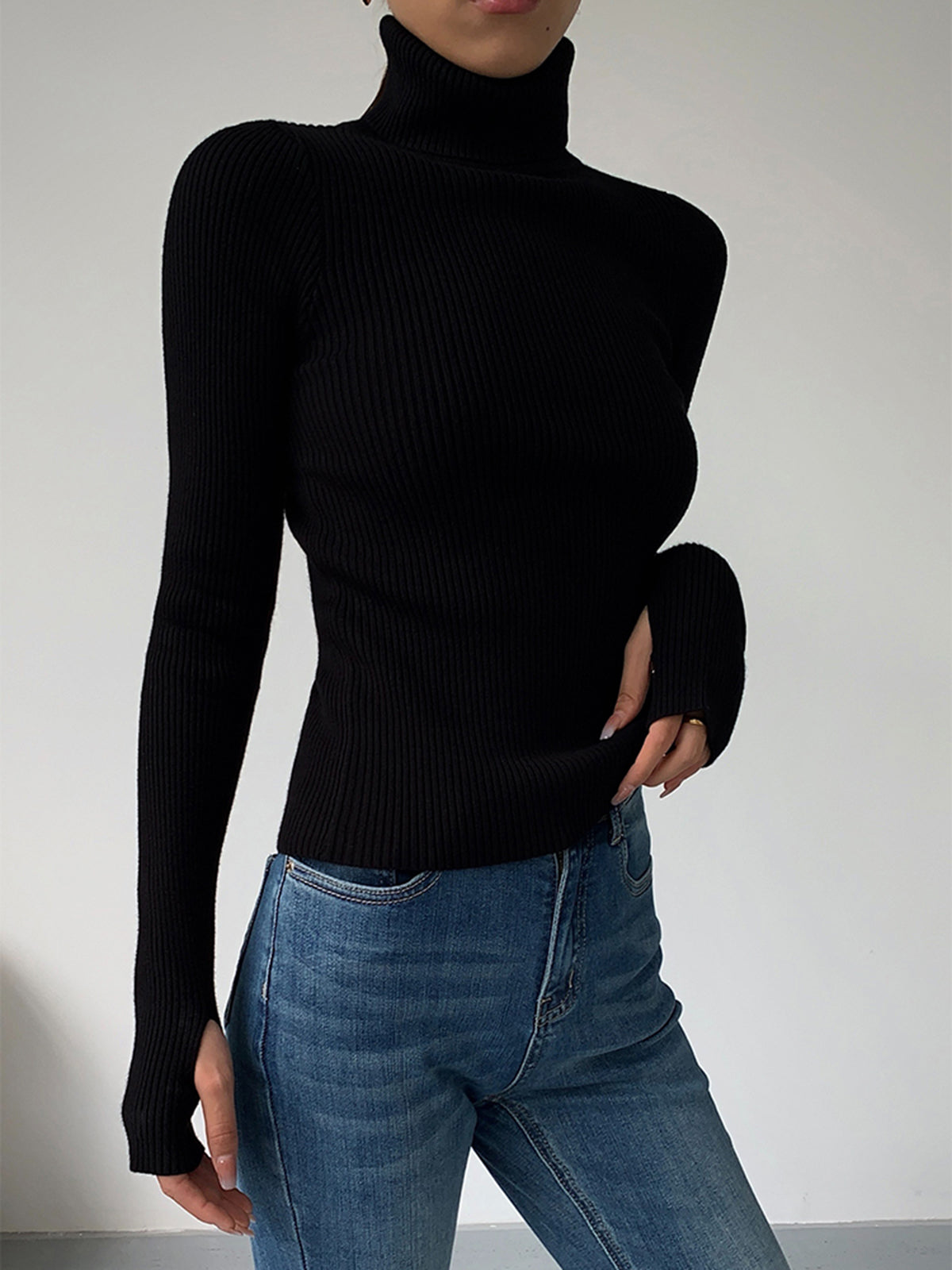 Damen Rollkragen Slim Fit aus Viskose