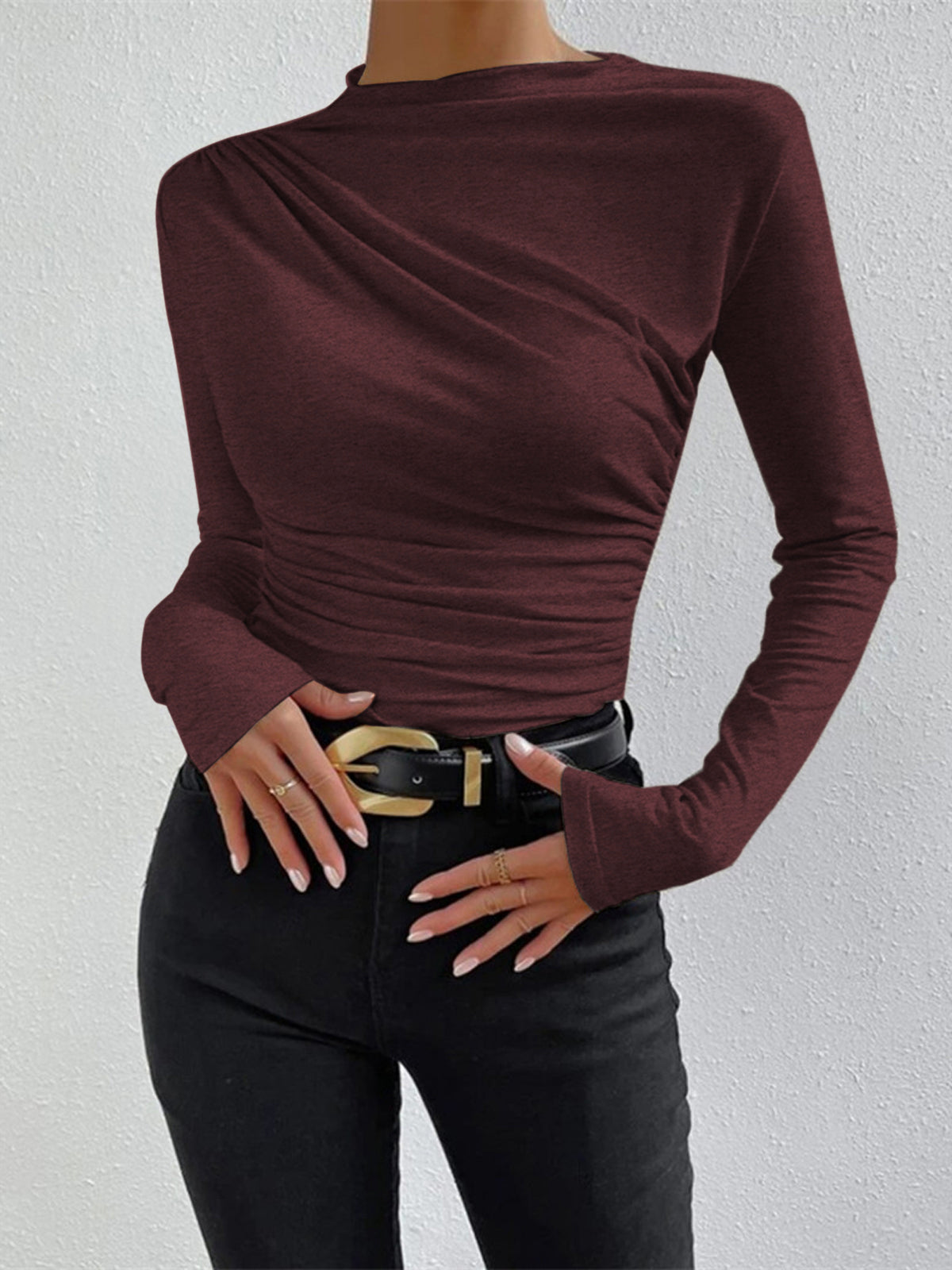 Damen Langarmshirt Raffung