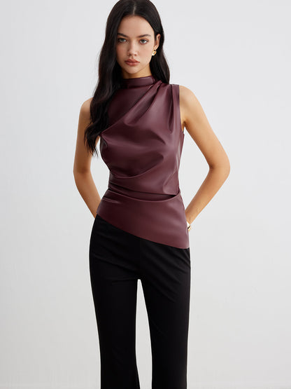 Damen Ärmelloses Hohem Kragen Sommer Chic