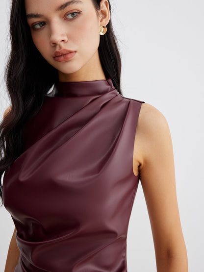 Damen Ärmelloses Hohem Kragen Sommer Chic