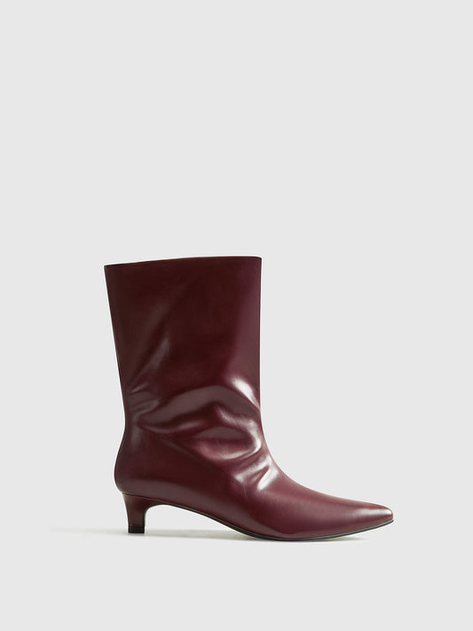 Élise Damen Lederstiefeletten Bordeauxrot - Norvielle