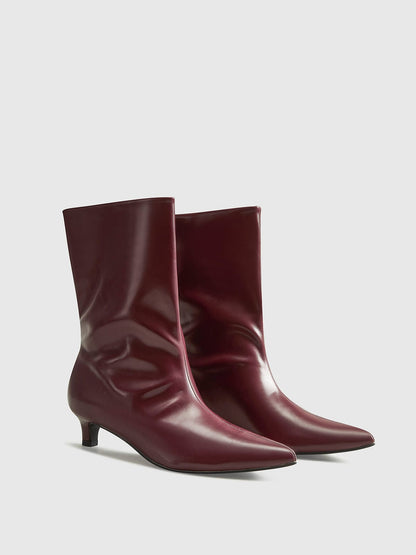 Élise Damen Lederstiefeletten Bordeauxrot