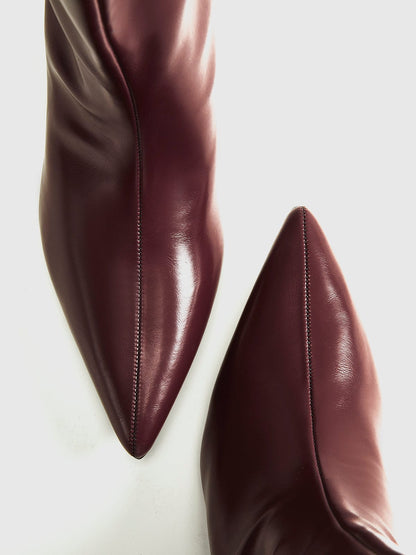 Élise Damen Lederstiefeletten Bordeauxrot