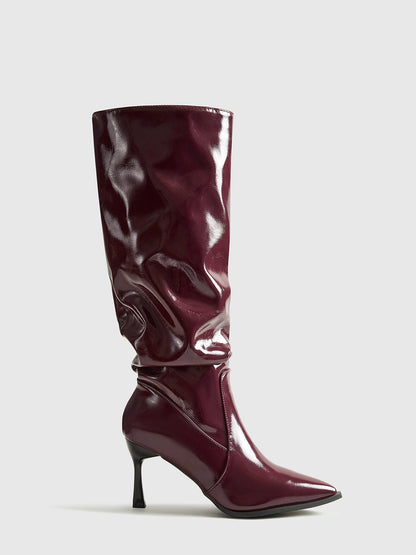 Damen Knie Stiefel Hoher Absatz