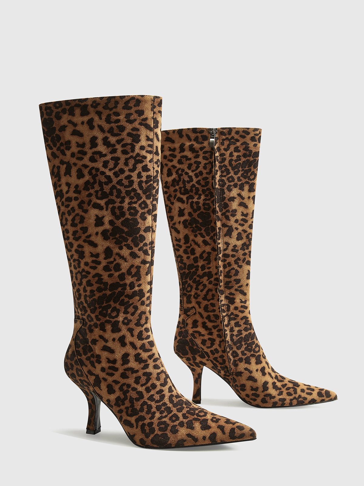 Damen Kniehohe Stiefel Leopardenmuster