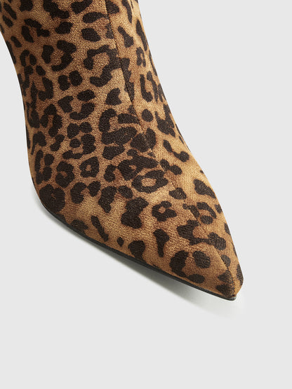 Damen Kniehohe Stiefel Leopardenmuster