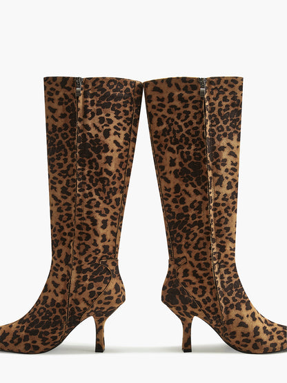Damen Kniehohe Stiefel Leopardenmuster