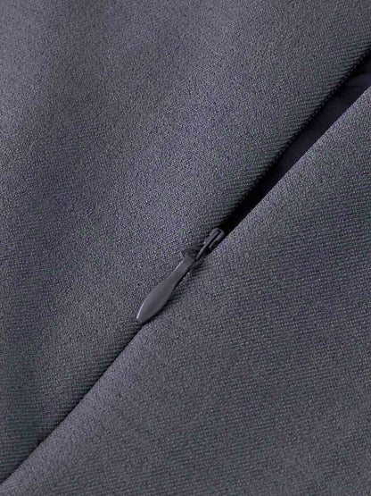 Damen Faltenrock Hochtailliert Wolloptik Knöpfe Beige