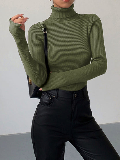 Damen Rollkragenpullover Gerippt Beige