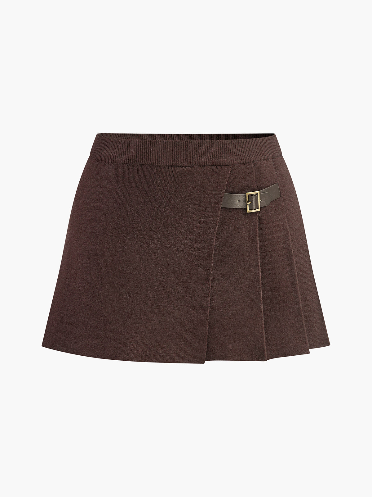 Noa Damen Minirock Strickoptik Zierschnalle