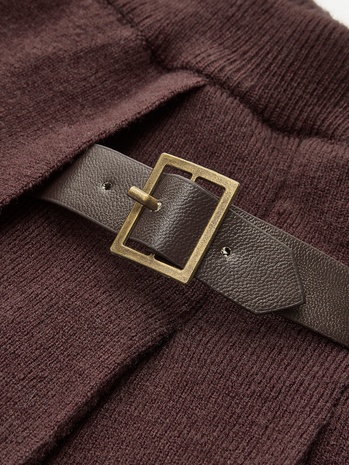 Noa Damen Minirock Strickoptik Zierschnalle