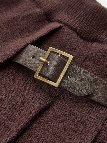 Noa Damen Minirock Strickoptik Zierschnalle