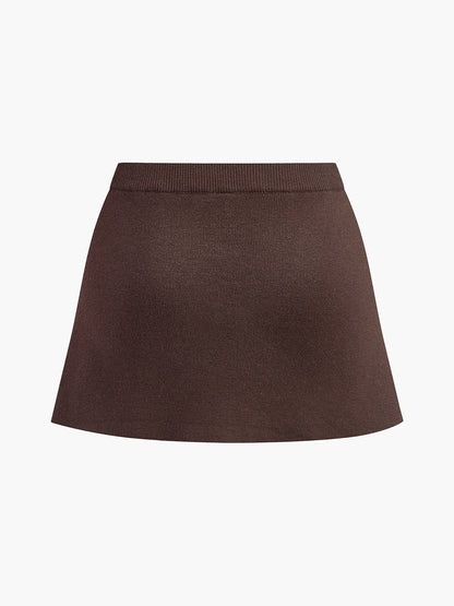 Noa Damen Minirock Strickoptik Zierschnalle