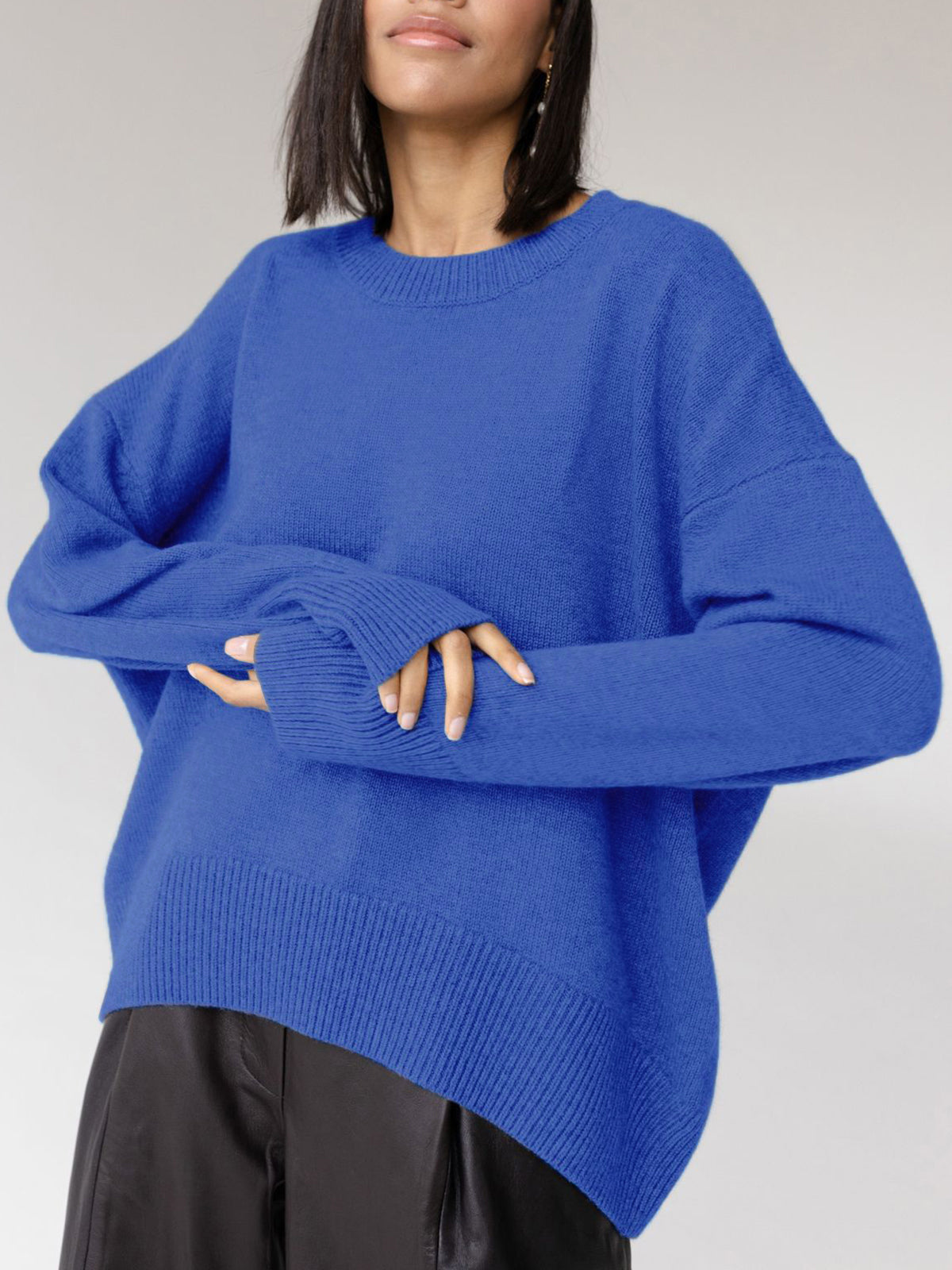 Damen Winterpullover Oversized Wollig Beige