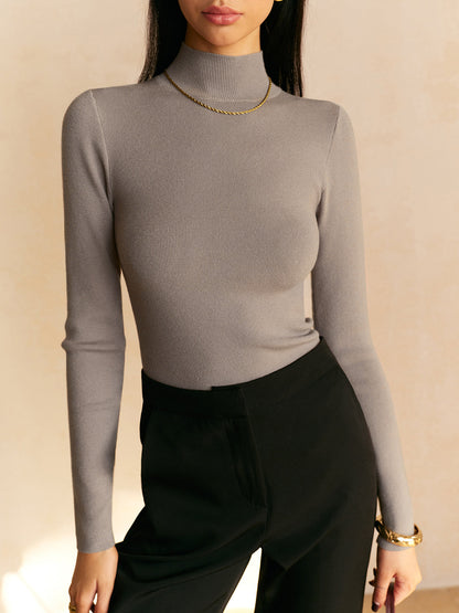 Damen Frühlings- Mock-Neck Bequem