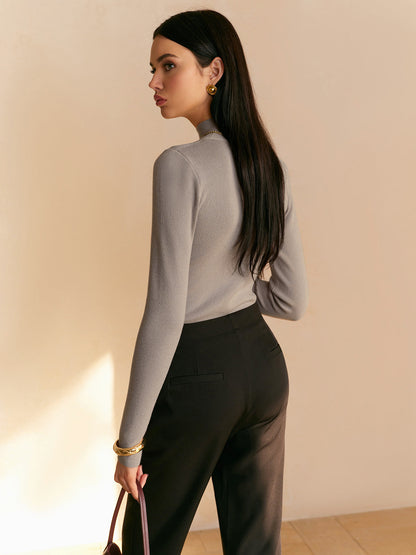Damen Frühlings- Mock-Neck Bequem