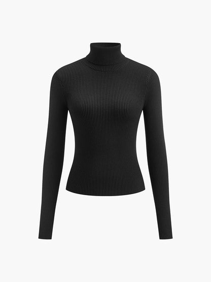 Damen Rollkragenpullover Gerippt Beige