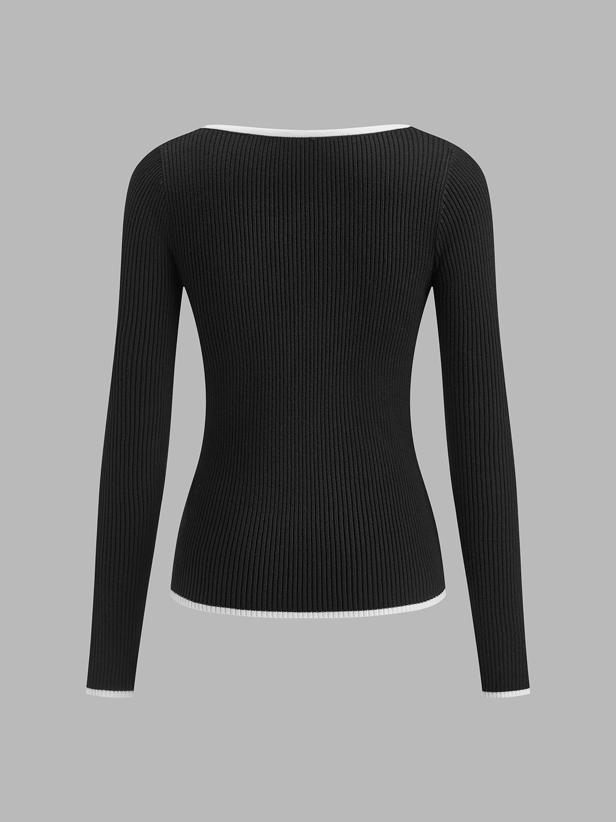 Damen Winterpullover Mit V-Ausschnitt Kontrastbesatz