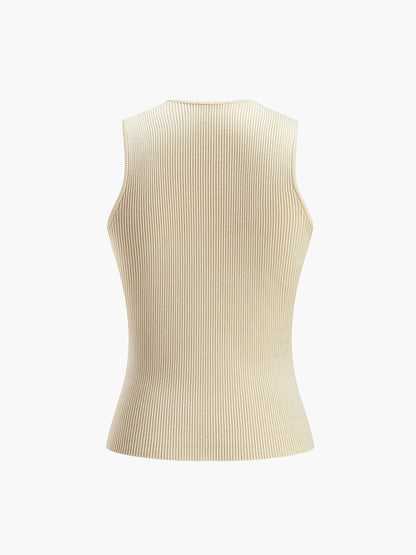 Ärmelloses Damen Tanktop Rippenstrick