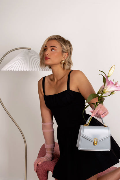 Damenhandtasche Strukturiert Leder -Handle Goldfarben