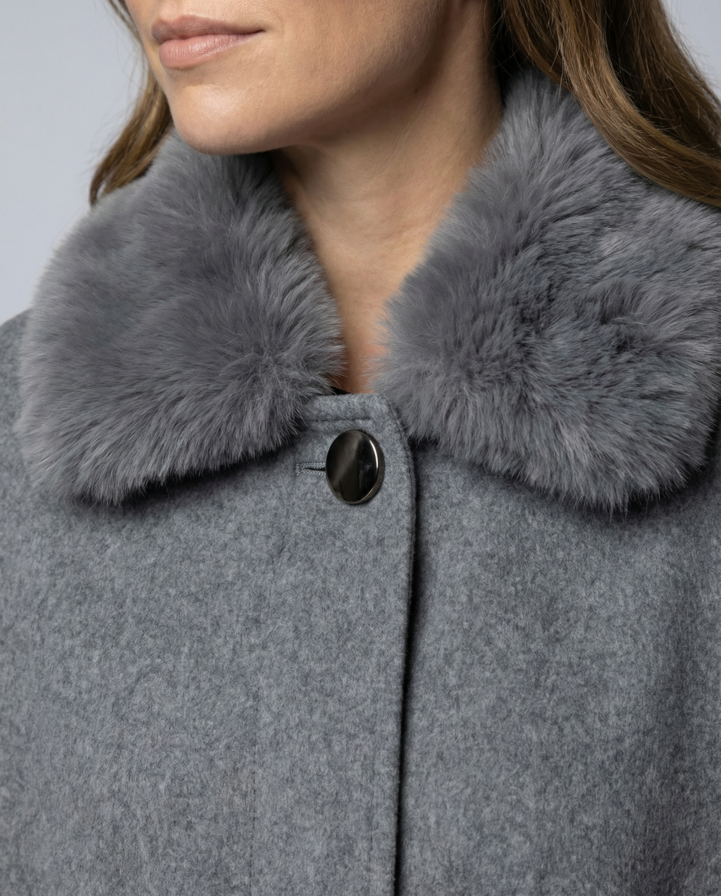 Damen Capejacke aus Kunstpelz