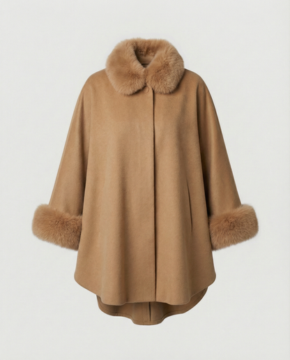 Damen Capejacke aus Kunstpelz