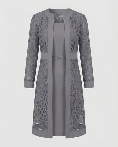 Elegantes Damen Spitzenkleid Cardigan