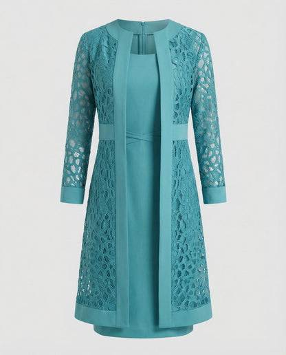 Elegantes Damen Spitzenkleid Cardigan