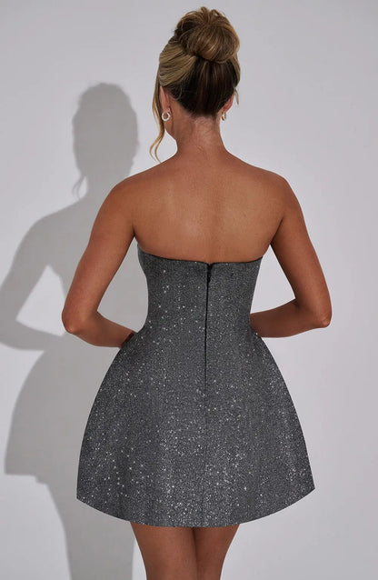 Damen Glitzer-Kleid Mini es Abendkleid