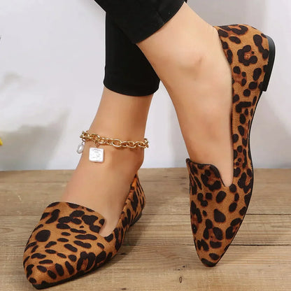 Norvielle Damen Orthopädische Loafers Leopard Spitze