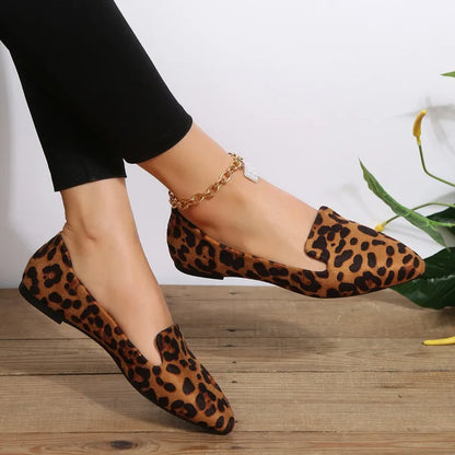 Norvielle Damen Orthopädische Loafers Leopard Spitze