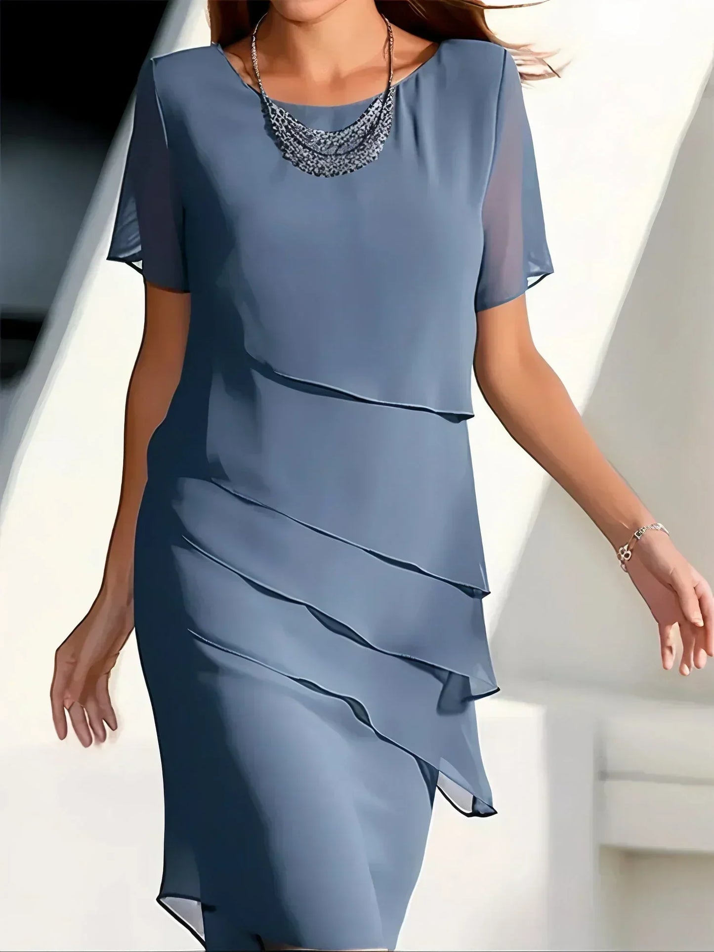Norvielle Damen Chiffon Cocktailkleid - Norvielle