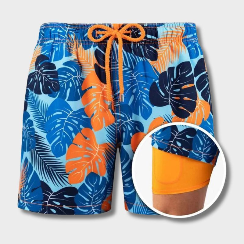Herren Badeshorts Elastischer Bund Doppellagig 2-in-1 Boardshorts - Norvielle