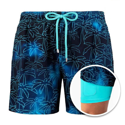 Herren Badeshorts 2-in-1 Boardshorts Kordelzug - Norvielle