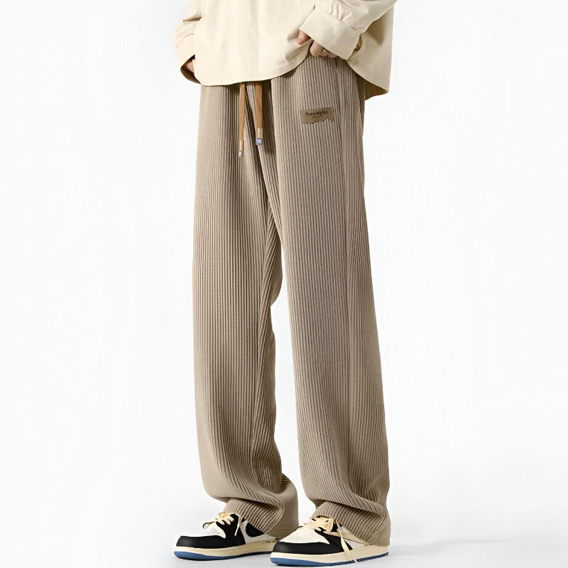Herren Jogginghose Gerippt Mit Kordelzug Beige - Norvielle
