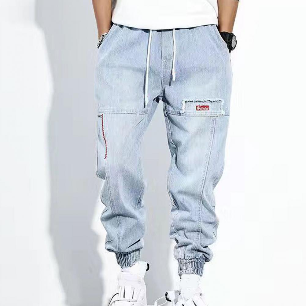 Herren Baggy Jeans Denim Kordelzug Schwarz - Norvielle