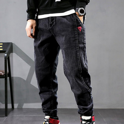 Herren Baggy Jeans Denim Kordelzug