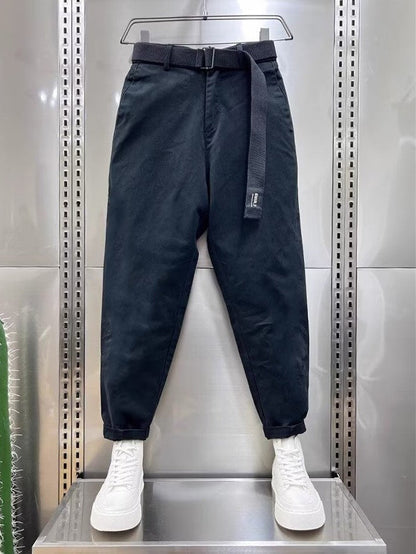 Herren Baggyhosen aus Baumwolle mit Gürtel Loose Fit Beige - Norvielle